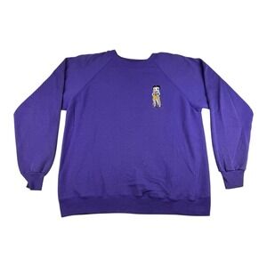 Vtg 80's Embroidered Betty Boop SWEATSHIRT Crewneck Licensed Purple Large